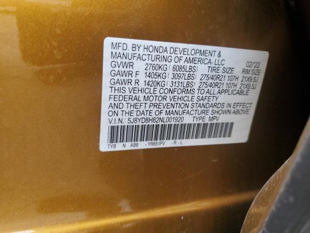 2022 ACURA MDX TYPE S 5J8YD8H82NL001920