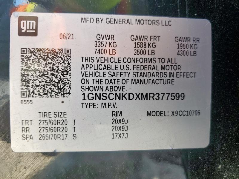 2021 CHEVROLET TAHOE C150 - 1GNSCNKDXMR377599