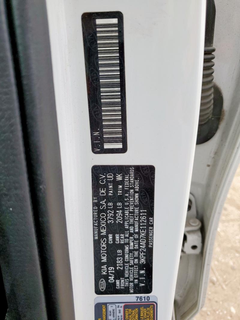 2019 KIA FORTE FE 3KPF24AD7KE112611
