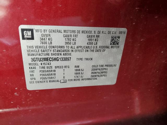 2017 GMC SIERRA K15 3GTU2MEC5HG133897