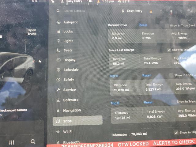 2022 TESLA MODEL Y - 7SAYGDEE8NF386334
