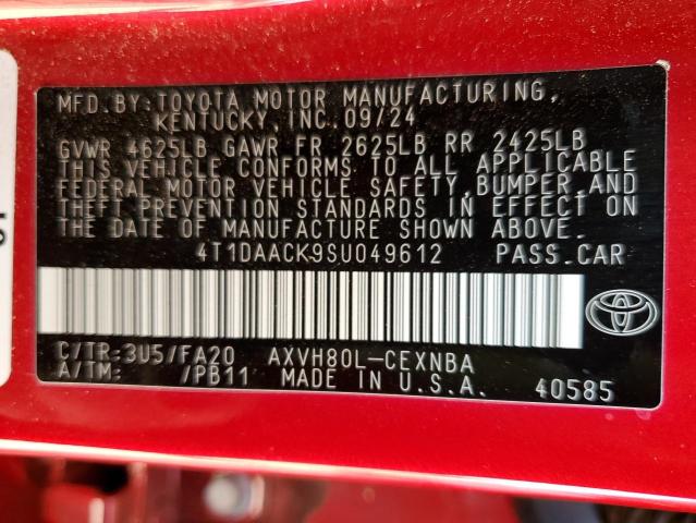 2025 TOYOTA CAMRY XSE 4T1DAACK9SU049612