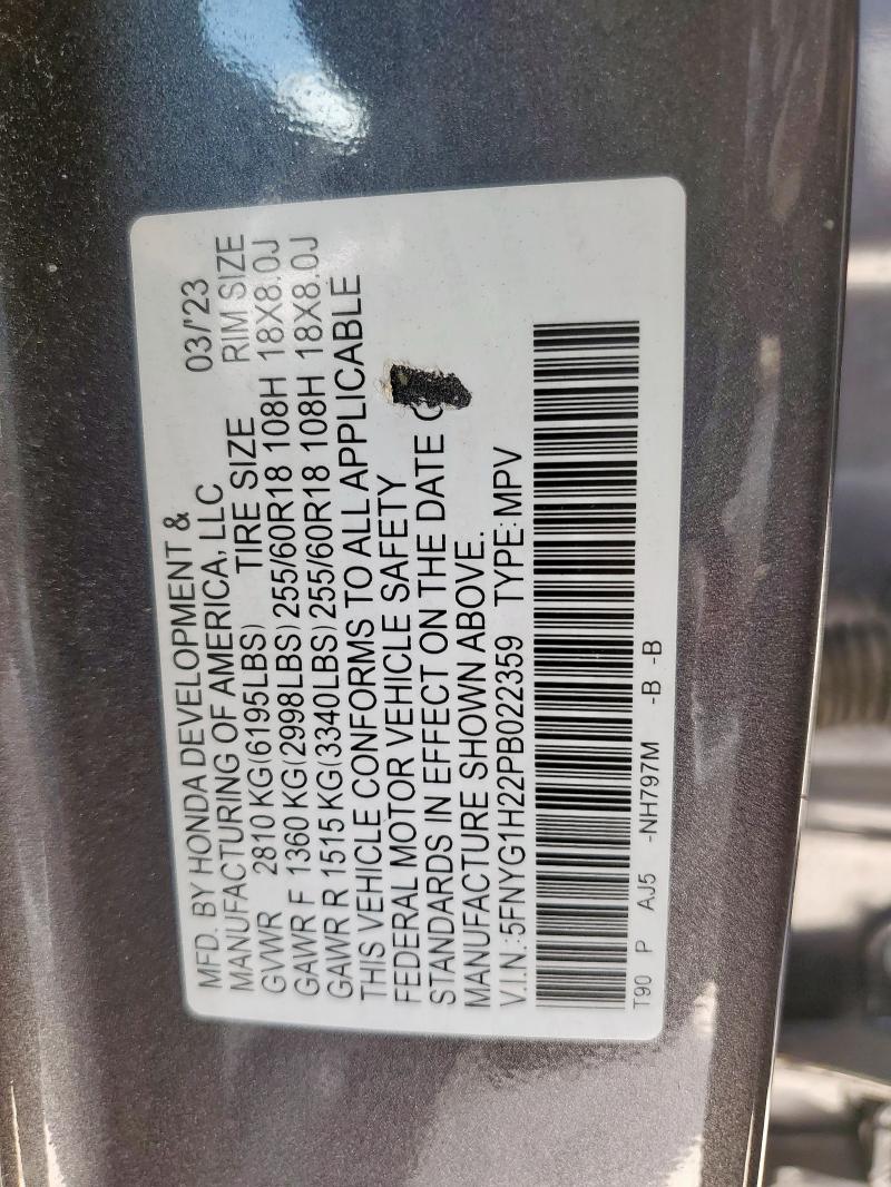 2023 HONDA PILOT LX 5FNYG1H22PB022359