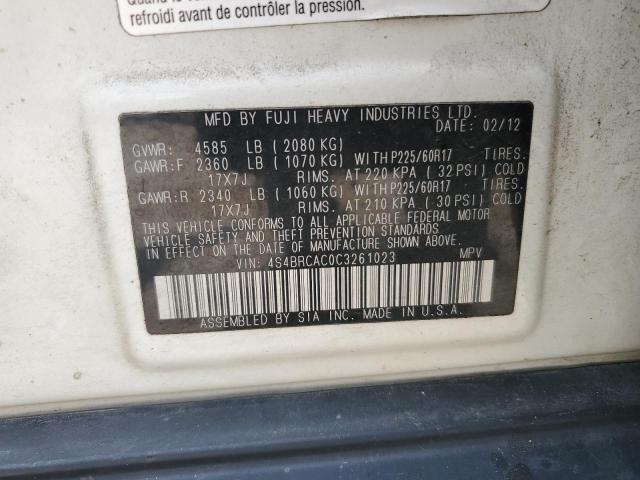 2012 SUBARU OUTBACK 2. - 4S4BRCAC0C3261023