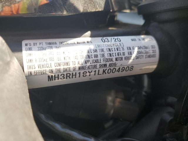 2020 YAMAHA YZFR3 A MH3RH18Y1LK004908