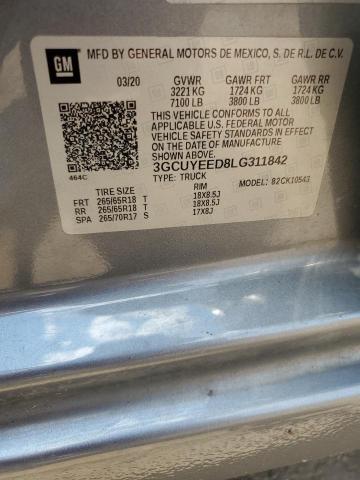 2020 CHEVROLET SILVERADO - 3GCUYEED8LG311842
