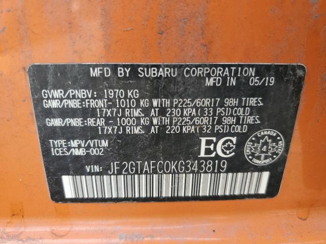 2019 SUBARU CROSSTREK JF2GTAFC0KG343819