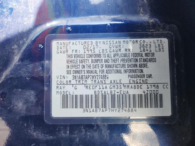 2017 NISSAN SENTRA S #3286926212