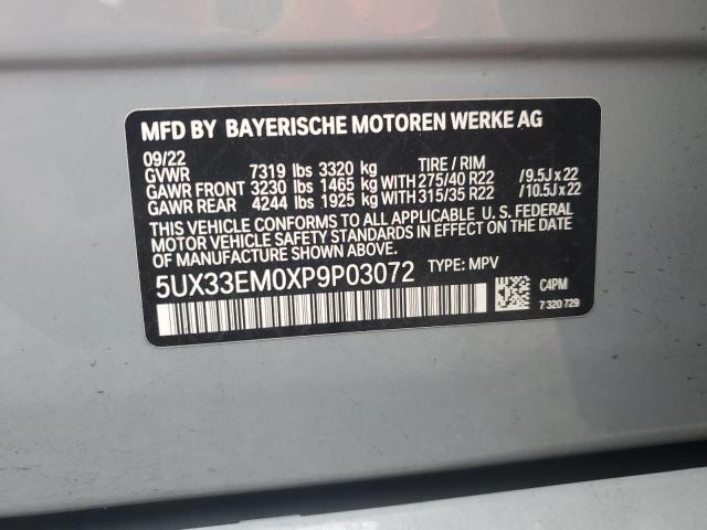 2023 BMW X7 M60I 5UX33EM0XP9P03072