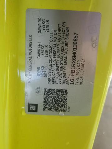 2021 CHEVROLET CAMARO LS 1G1FB1RX6M0130857