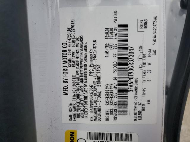 2016 FORD FUSION SE - 3FA6P0T93GR373047