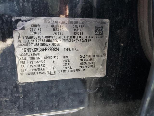 2015 CHEVROLET TAHOE K1500 LTZ 1GNSKCKC6FR226924