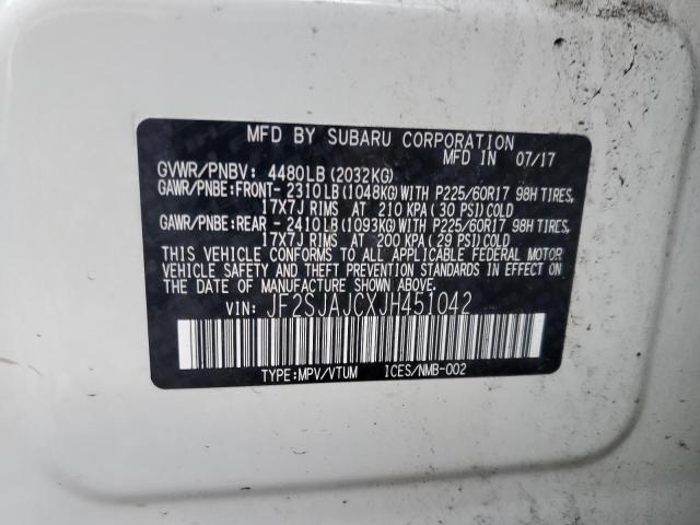 2018 SUBARU FORESTER 2 JF2SJAJCXJH451042