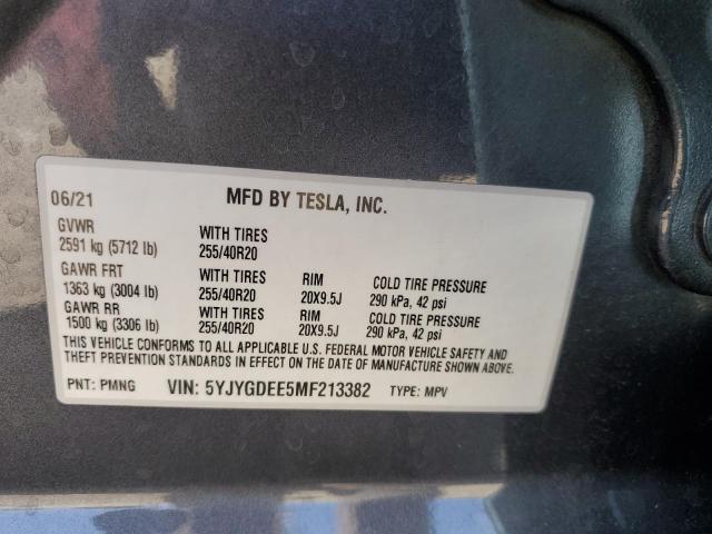 2021 TESLA MODEL Y 5YJYGDEE5MF213382