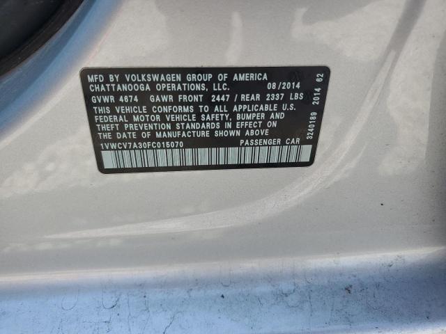 2015 VOLKSWAGEN PASSAT SEL 1VWCV7A30FC015070