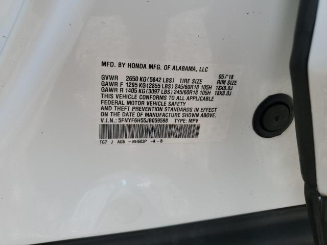2018 HONDA PILOT EXL 5FNYF6H55JB059598