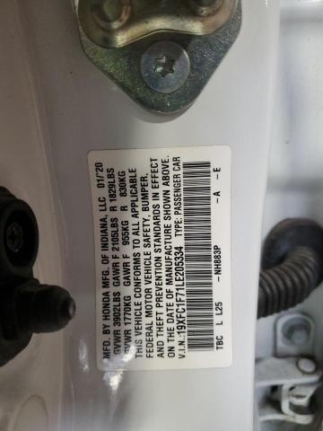 2020 HONDA CIVIC EXL 19XFC1F71LE205334