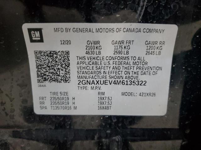 2021 CHEVROLET EQUINOX LT 2GNAXUEV4M6135322