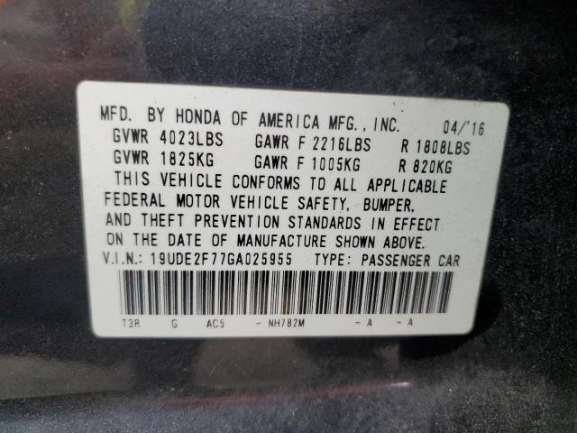 2016 ACURA ILX PREMIUM 19UDE2F77GA025955
