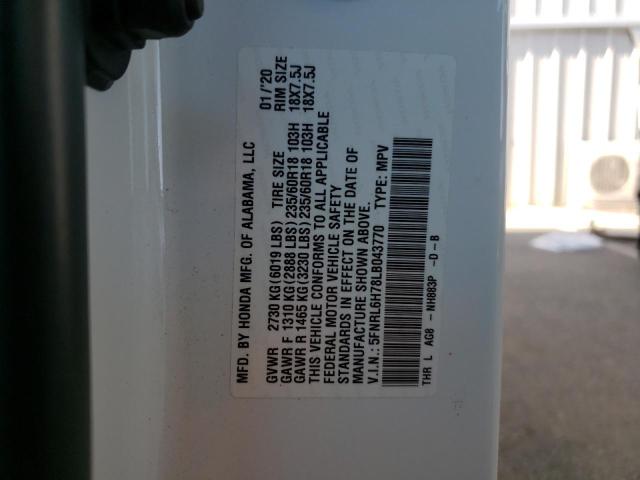 2020 HONDA ODYSSEY EXL 5FNRL6H78LB043770