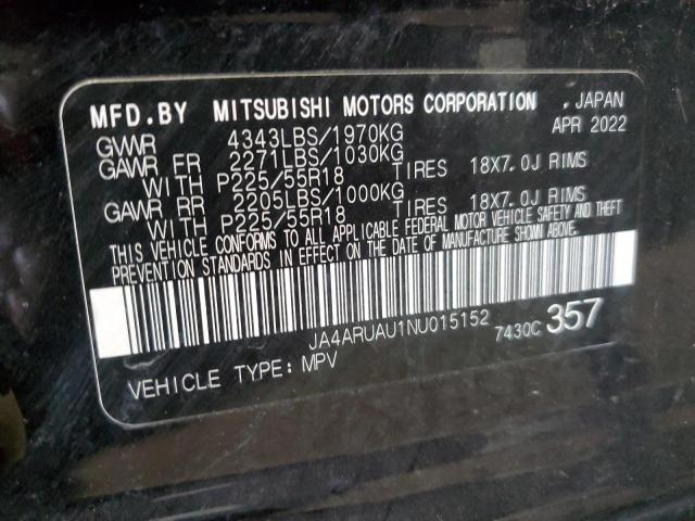 2022 MITSUBISHI OUTLANDER - JA4ARUAU1NU015152