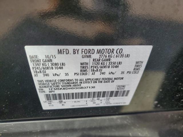 2016 FORD EXPLORER XLT 1FM5K8DH0GGB37130