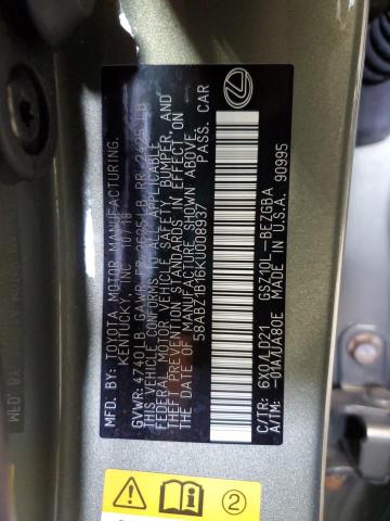 2019 LEXUS ES 350 58ABZ1B16KU008937