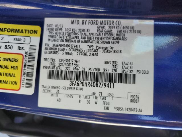 2013 FORD FUSION SE - 3FA6P0HR4DR279411