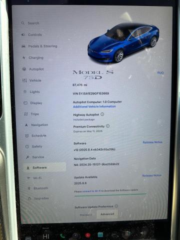 2016 TESLA MODEL S 5YJSA1E29GF153669