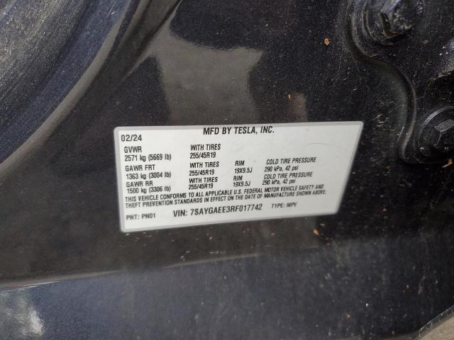 2024 TESLA MODEL Y 7SAYGAEE3RF017742