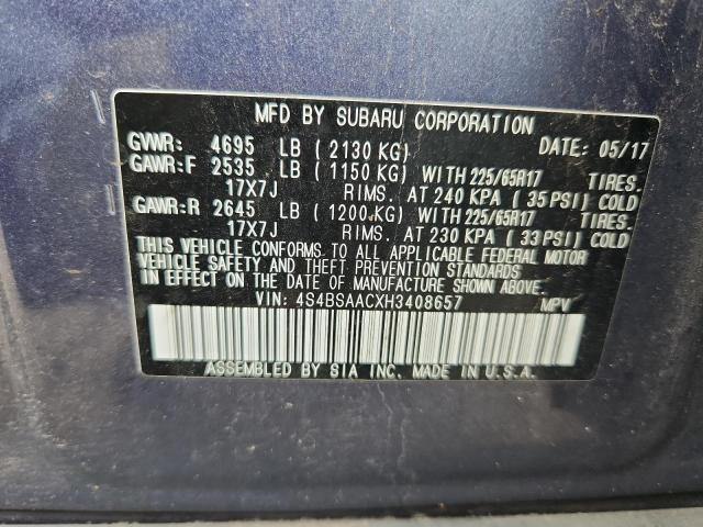 2017 SUBARU OUTBACK 2.5I 4S4BSAACXH3408657