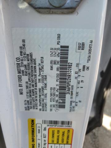 2017 FORD FUSION SE - 3FA6P0PU2HR124982