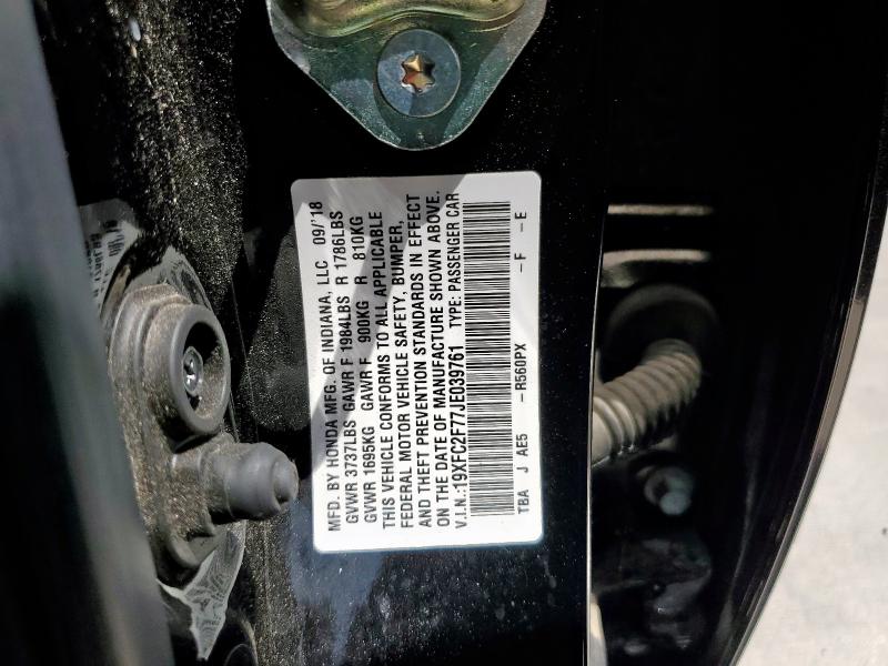 2018 HONDA CIVIC EX 19XFC2F77JE039761