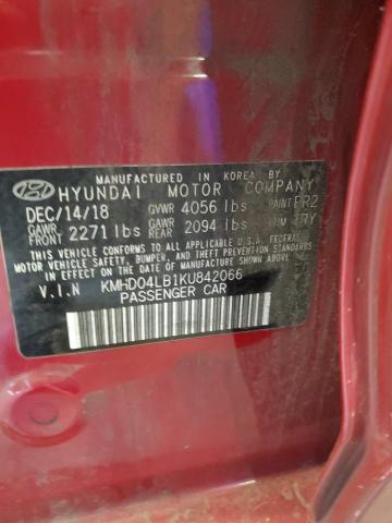 2019 HYUNDAI ELANTRA SP KMHD04LB1KU842066