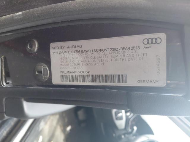 2017 AUDI A4 PREMIUM WAUANAF44HN008541