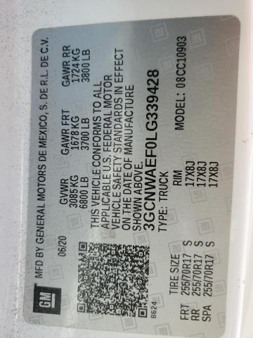 2020 CHEVROLET SILVERADO 3GCNWAEF0LG339428