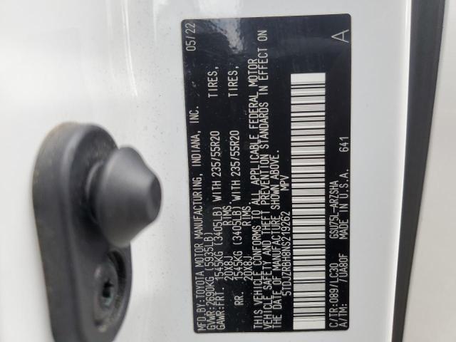 2022 TOYOTA HIGHLANDER XSE 5TDJZRBH8NS219262