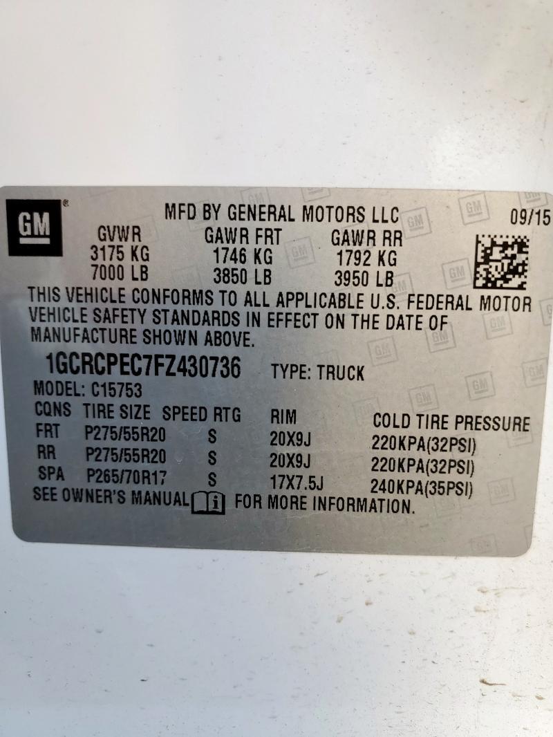 2015 CHEVROLET SILVERADO - 1GCRCPEC7FZ430736