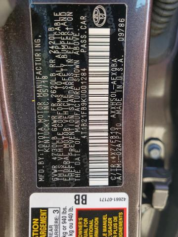 2019 TOYOTA AVALON XLE 4T1B21FB9KU001284