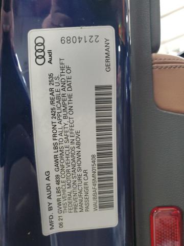 2021 AUDI A4 PREMIUM WAUBBAF45MN015408
