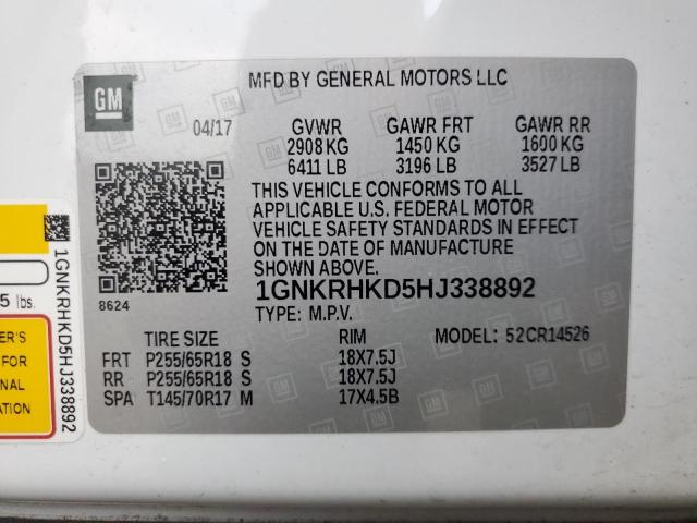 2017 CHEVROLET TRAVERSE L - 1GNKRHKD5HJ338892