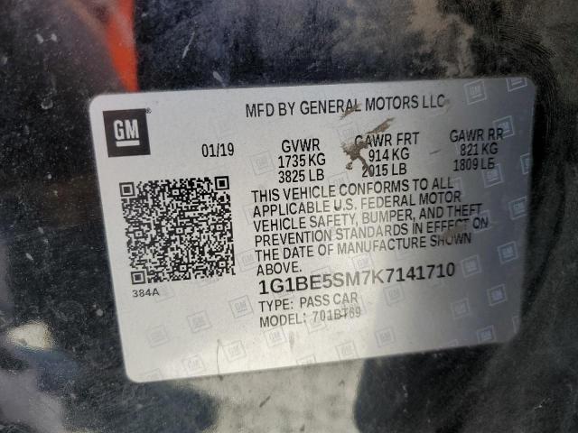 2019 CHEVROLET CRUZE LT 1G1BE5SM7K7141710
