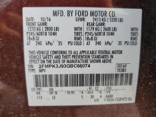 2016 FORD EDGE SEL 2FMPK3J93GBC66074