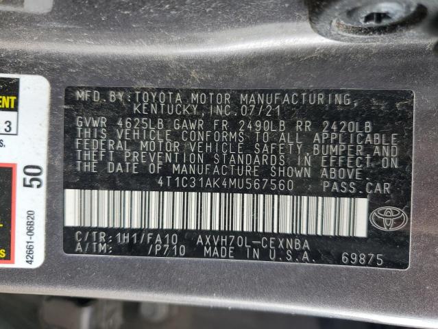 2021 TOYOTA CAMRY LE - 4T1C31AK4MU567560