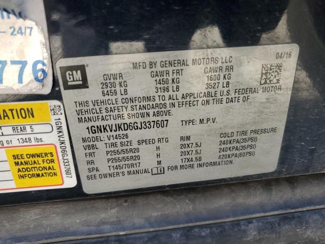 2016 CHEVROLET TRAVERSE LTZ 1GNKVJKD6GJ337607