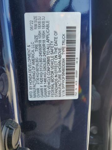 2022 HONDA RIDGELINE 5FPYK3F58NB030364