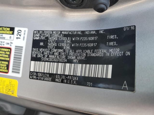 2016 TOYOTA SIENNA XLE - 5TDYK3DCXGS700294