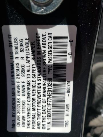2017 HONDA CIVIC EXL 19XFC1F77HE010250