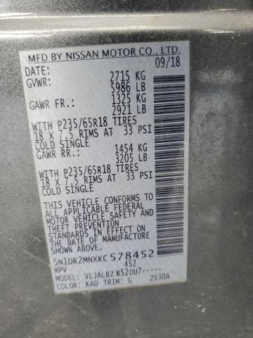 2019 NISSAN PATHFINDER 5N1DR2MNXKC578452