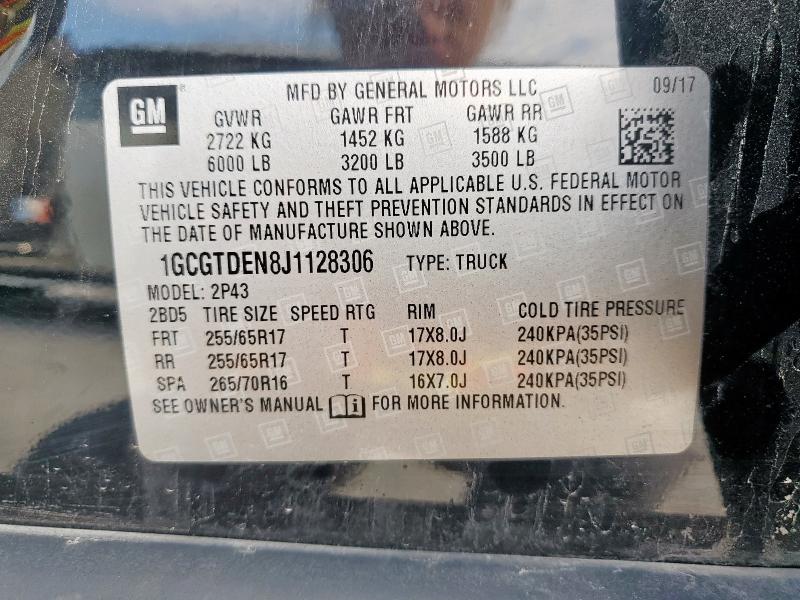 2018 CHEVROLET COLORADO Z 1GCGTDEN8J1128306